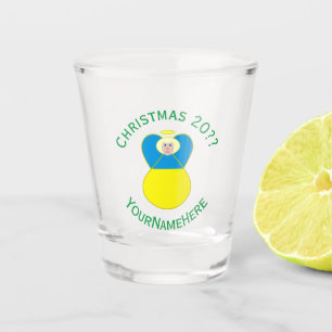 Ukrainian Angel Christmas Flag Personalised Text Shot Glass