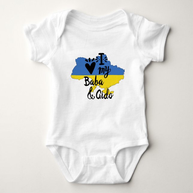 Ukrainian Baby  I Love My Baba and Gido Clothing Baby Bodysuit (Front)
