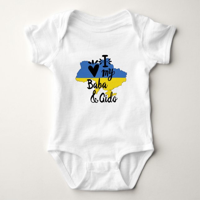 Ukrainian Baby  I Love My Baba and Gido Clothing Bodysuit (Front)