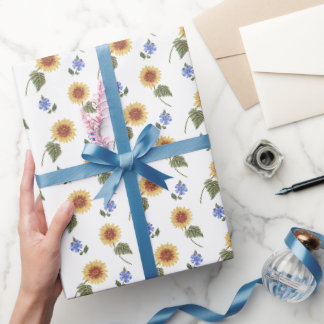 Ukrainian blue/yellow floral pattern. Ukraine Wrapping Paper