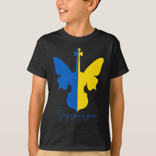 Ukrainian Butterfly Violin Peace In Ukraine Music T-Shirt