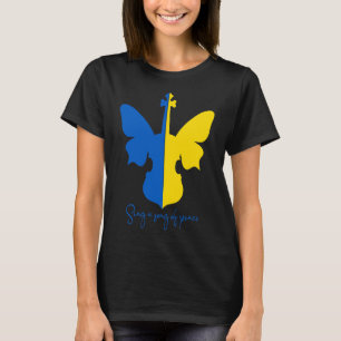 Ukrainian Butterfly Violin Peace In Ukraine Music  T-Shirt