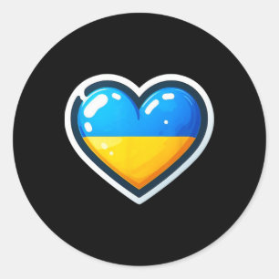 Ukrainian Bynner Fan Ukraine Flag Cute Heart Classic Round Sticker