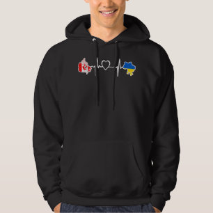 Ukrainian Canadian Flag Ukraine Canada Heartbeat Hoodie