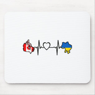 Ukrainian Canadian Flag - Ukraine Canada Heartbeat Mouse Pad