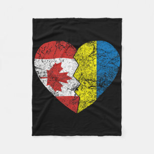 Ukrainian Canadian Flags Heart Canada Ukraine Root Fleece Blanket