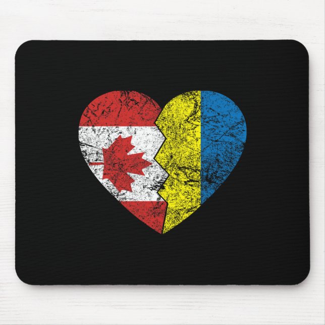 Ukrainian Canadian Flags Heart Canada Ukraine Root Mouse Pad (Front)