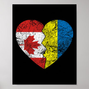 Ukrainian Canadian Flags Heart Canada Ukraine Root Poster