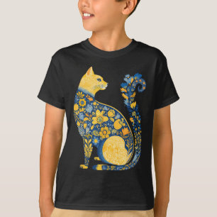 Ukrainian Cat Cute Floral Vintage Ukraine Flag And T-Shirt