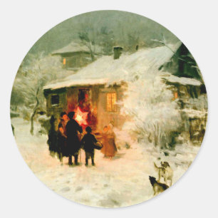 Ukrainian Christmas Carolers Classic Round Sticker