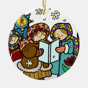 Ukrainian Christmas Carollers Folk Art Ceramic Orn Ceramic Tree Decoration