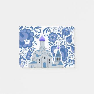 Ukrainian Churches of Kiev Blue and White Post-it Notes