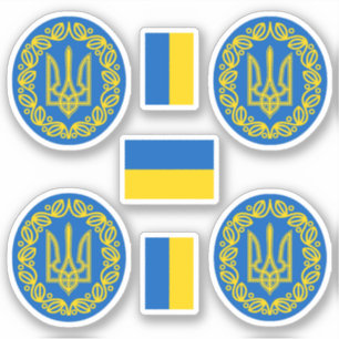 Ukrainian coat of arms and flag Sticker