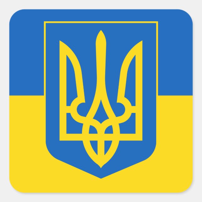 Ukrainian Coat of Arms. Trident. Truzyb. Sheet of Square Sticker (Front)