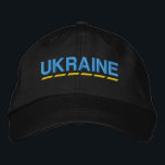 UKRAINIAN Colours Blue and Yellow on Black Embroidered Hat<br><div class="desc">UKRAINIAN Colours Blue and Yellow on Black embroidered hat to show your support for Ukraine!</div>