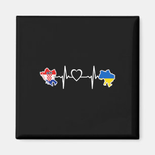 Ukrainian Croatian Flag - Ukraine Croatia Heartbea Magnet