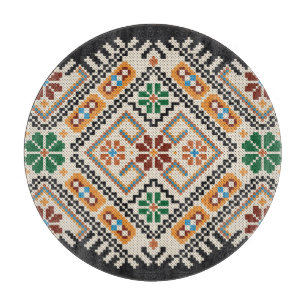 Ukrainian Cross-Stitch: Ethnic Handmade Pattern. Cutting Board