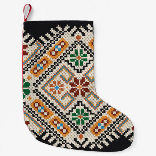 Ukrainian Cross-Stitch: Ethnic Handmade Pattern. Small Christmas Stocking