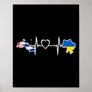Ukrainian Cun Flag - Ukraine Cu Heartbeat  Poster