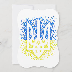 Ukrainian emblem trident tryzub scattering hearts