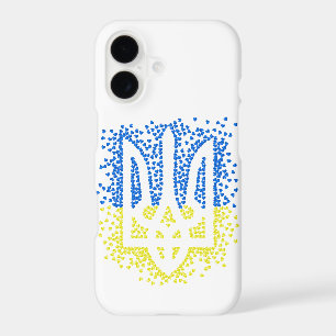 Ukrainian emblem trident tryzub scattering hearts