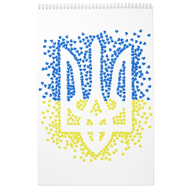 Ukrainian emblem trident tryzub scattering hearts calendar (Cover)