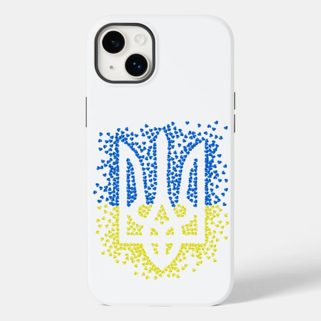 Ukrainian emblem trident tryzub scattering hearts Case-Mate iPhone case (Back)