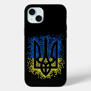 Ukrainian emblem trident tryzub scattering hearts iPhone 15 mini case