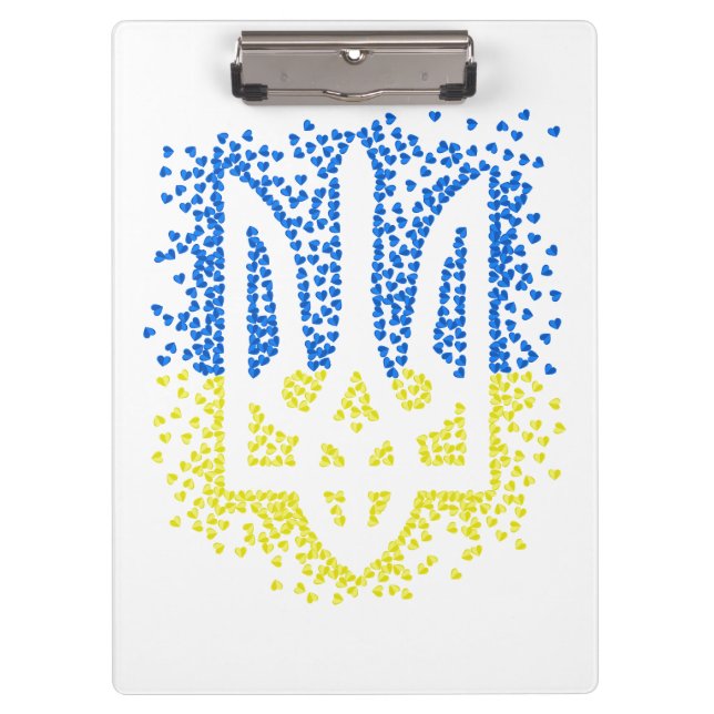 Ukrainian emblem trident tryzub scattering hearts clipboard (Front)