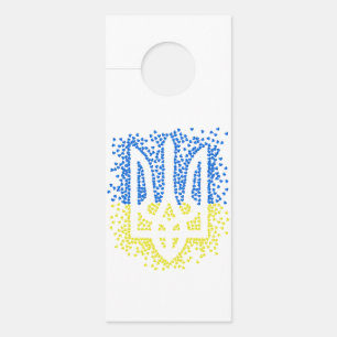 Ukrainian emblem trident tryzub scattering hearts door hanger