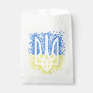 Ukrainian emblem trident tryzub scattering hearts favour bags