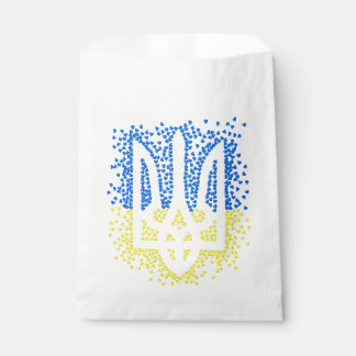 Ukrainian emblem trident tryzub scattering hearts favour bags