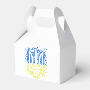 Ukrainian emblem trident tryzub scattering hearts favour box