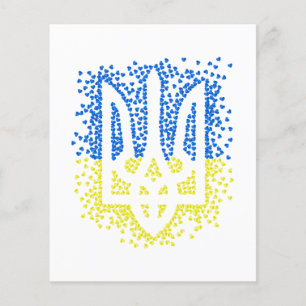 Ukrainian emblem trident tryzub scattering hearts flyer