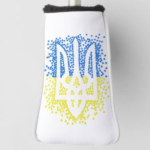 Ukrainian emblem trident tryzub scattering hearts golf head cover