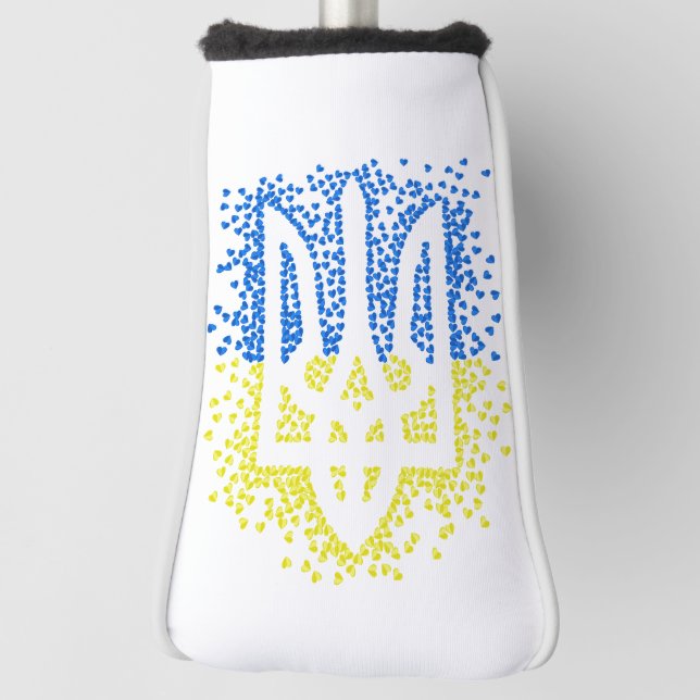 Ukrainian emblem trident tryzub scattering hearts golf head cover (Rotate 90)