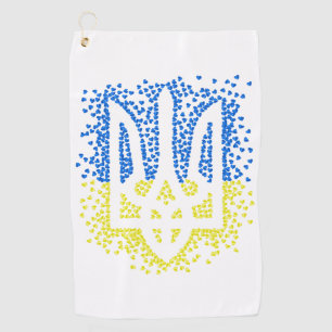 Ukrainian emblem trident tryzub scattering hearts golf towel
