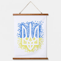 Ukrainian emblem trident tryzub scattering hearts