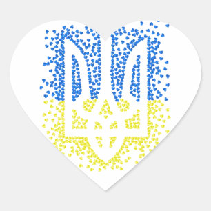 Ukrainian emblem trident tryzub scattering hearts heart sticker
