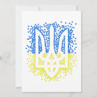Ukrainian emblem trident tryzub scattering hearts