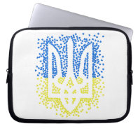 Ukrainian emblem trident tryzub scattering hearts