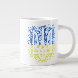 Ukrainian emblem trident tryzub scattering hearts large coffee mug