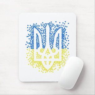 Ukrainian emblem trident tryzub scattering hearts mouse pad