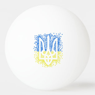 Ukrainian emblem trident tryzub scattering hearts ping pong ball