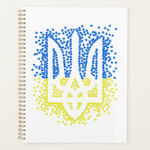 Ukrainian emblem trident tryzub scattering hearts planner