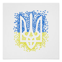 Ukrainian emblem trident tryzub scattering hearts