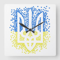 Ukrainian emblem trident tryzub scattering hearts