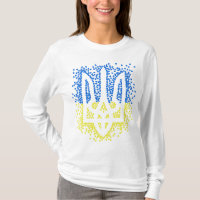 Ukrainian emblem trident tryzub scattering hearts