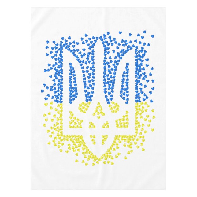 Ukrainian emblem trident tryzub scattering hearts tablecloth (Front)