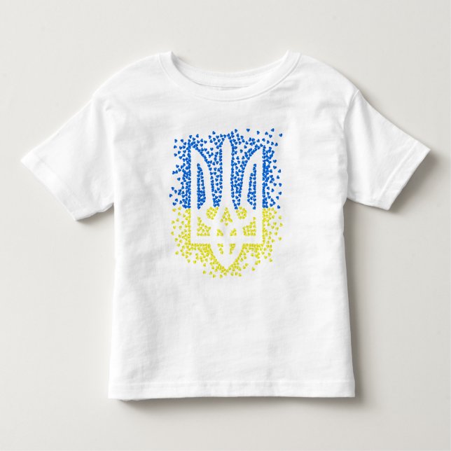 Ukrainian emblem trident tryzub scattering hearts toddler T-Shirt (Front)